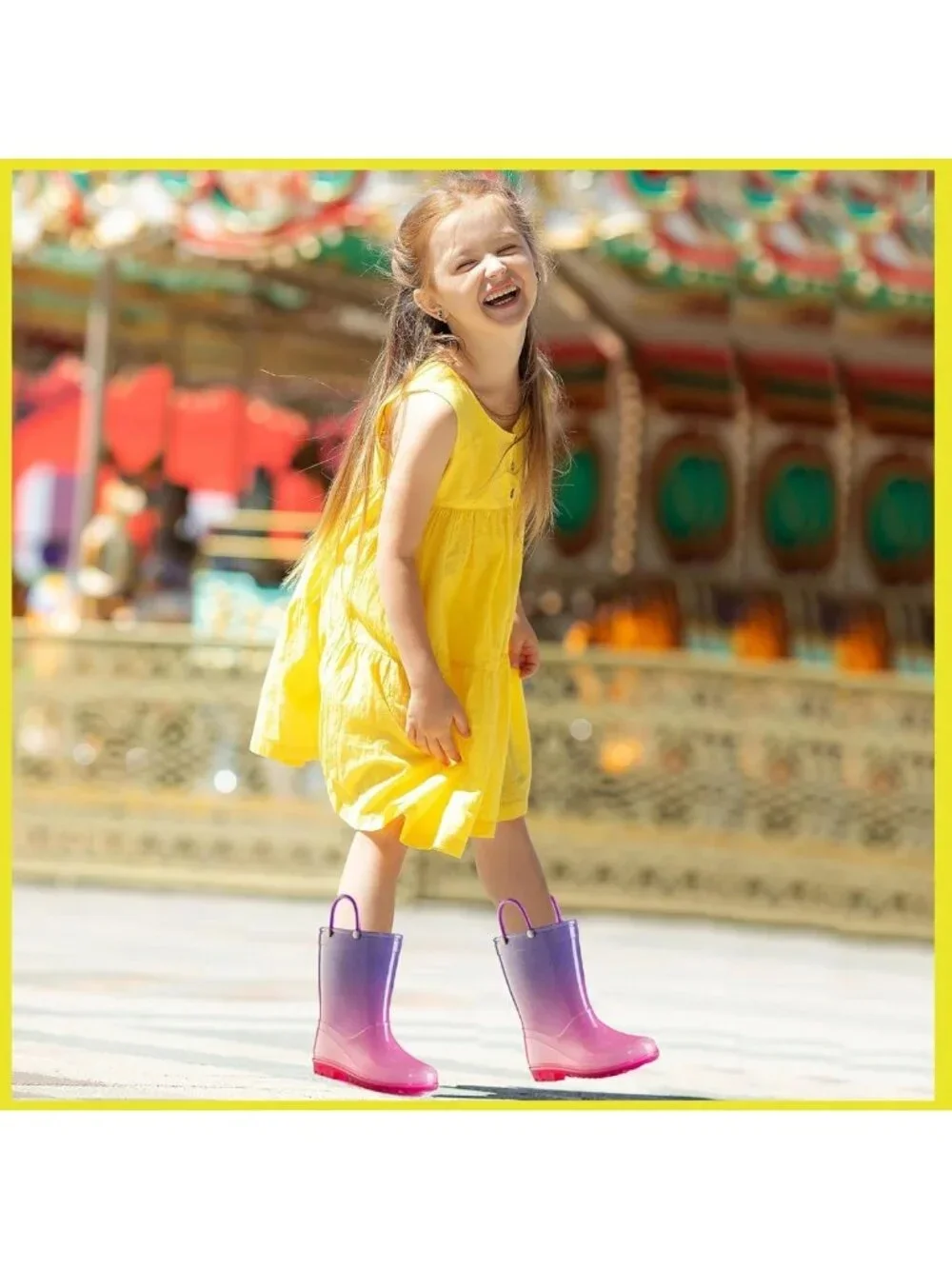 Sparkly Glitter Rain Boots for Kids – Lightweight, Easy-On Handles, Toddler
